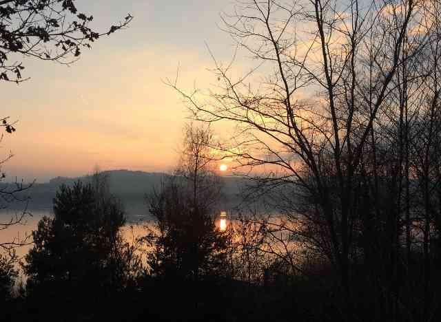 Lake Sempach at sunset, in Switzerland